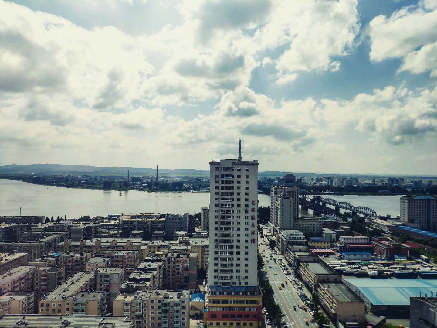 View of Dandong city from above