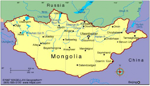 Map of Mongolia — Young Pioneer Tours