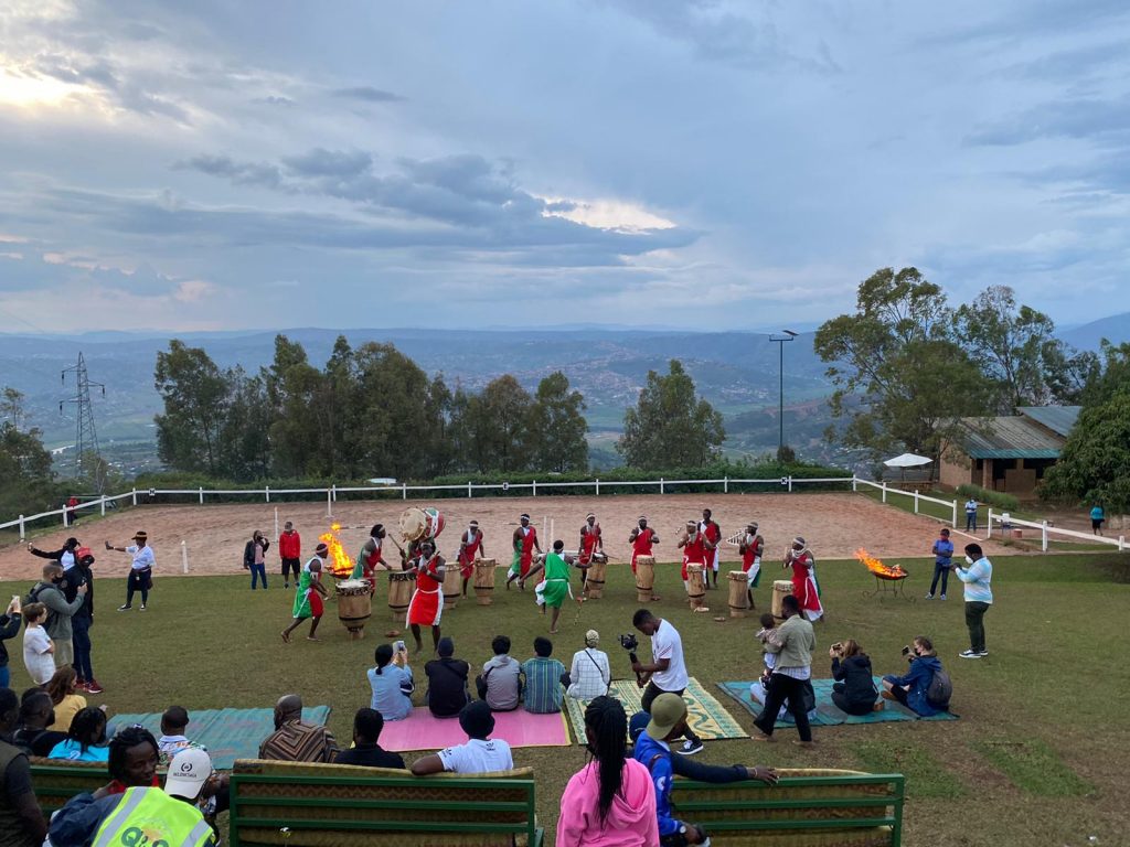 Burundi drummers dressed in the Burundi Flag.