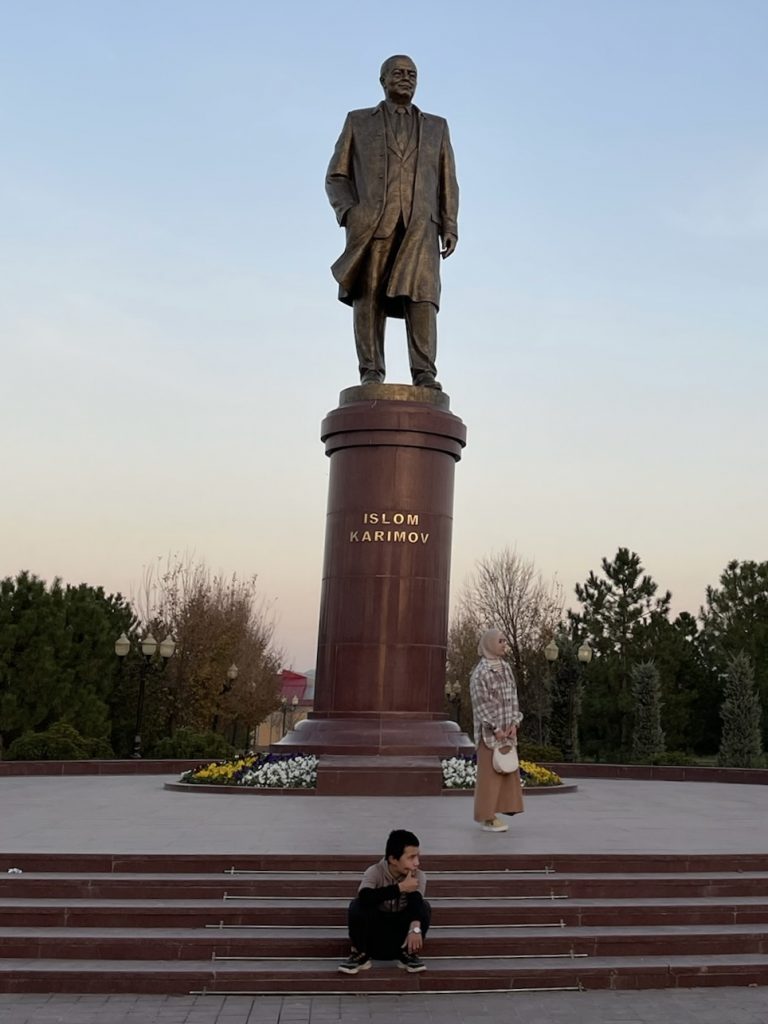 Statue of late Uzbek President Islam Karimov in Samarkand.