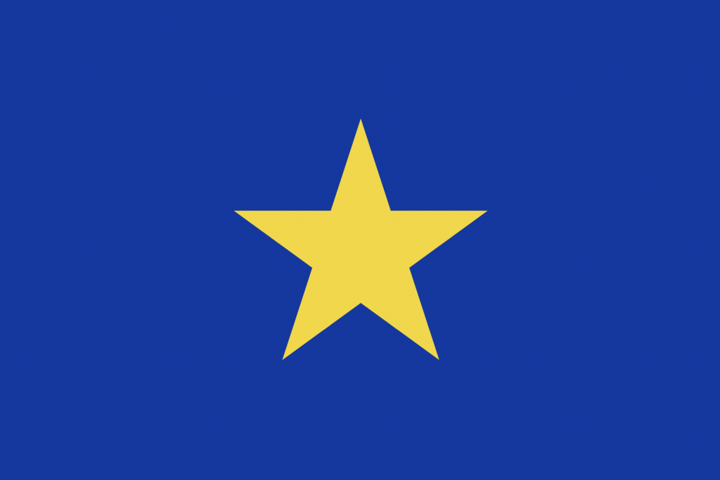 The flag of the Congo Free State, later the Belgian Congo.