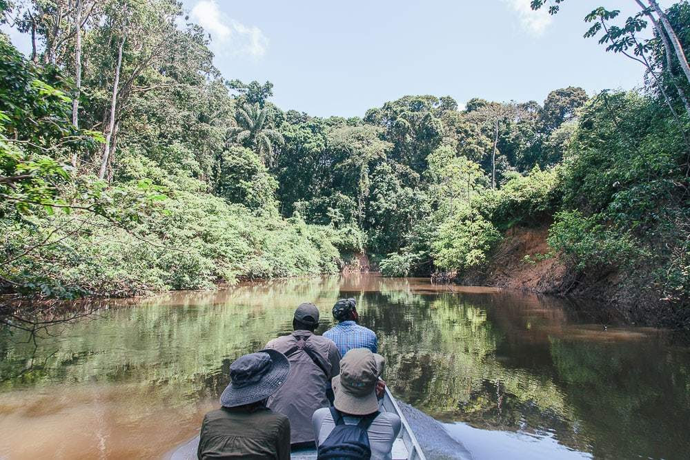 A visit to Angel Falls involves many modes of transport, including motorized canoes.