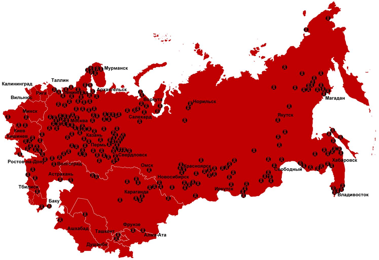 map of ussr gulags.